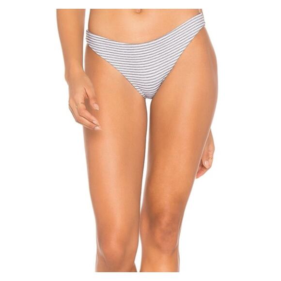 Eberjey Sea Stripe Annia Swim Bikini Bottom Navy Blue White Large NWT - Picture 3 of 7